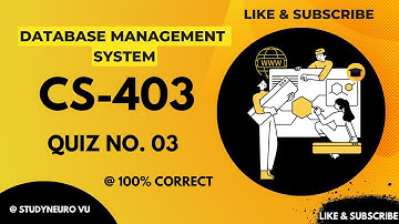 #cs403 CS403 Quiz 3 CS403 Quiz 3 Solution | CS403 100% Solved MCQ@studyneurovu cs403 quiz 3 solution