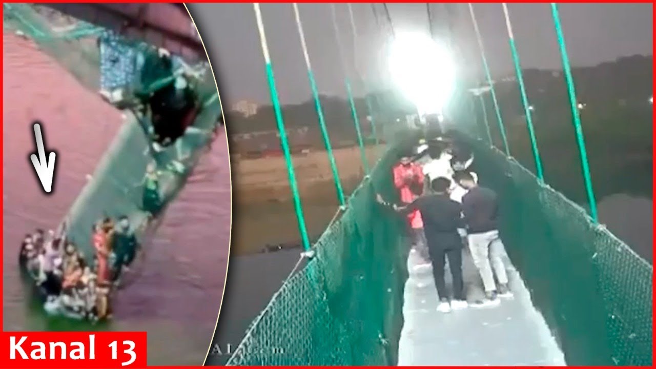 The moment of Morbi Bridge collapse in India 181 dead, 2 is missing