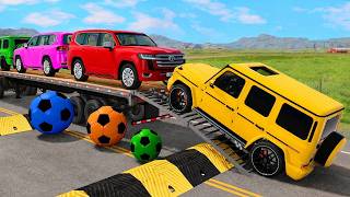 Flatbed Truck Mcqueen | Transportation with Truck - Pothole vs Car # - BeamNG.Drive#