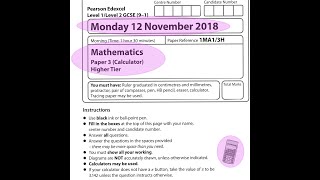 Edexcel Gcse Maths November 18 Paper 3 Higher Calculator 3h Youtube Edexcel Gcse Maths November 18 Paper 3 Higher Calculator 3h Youtube