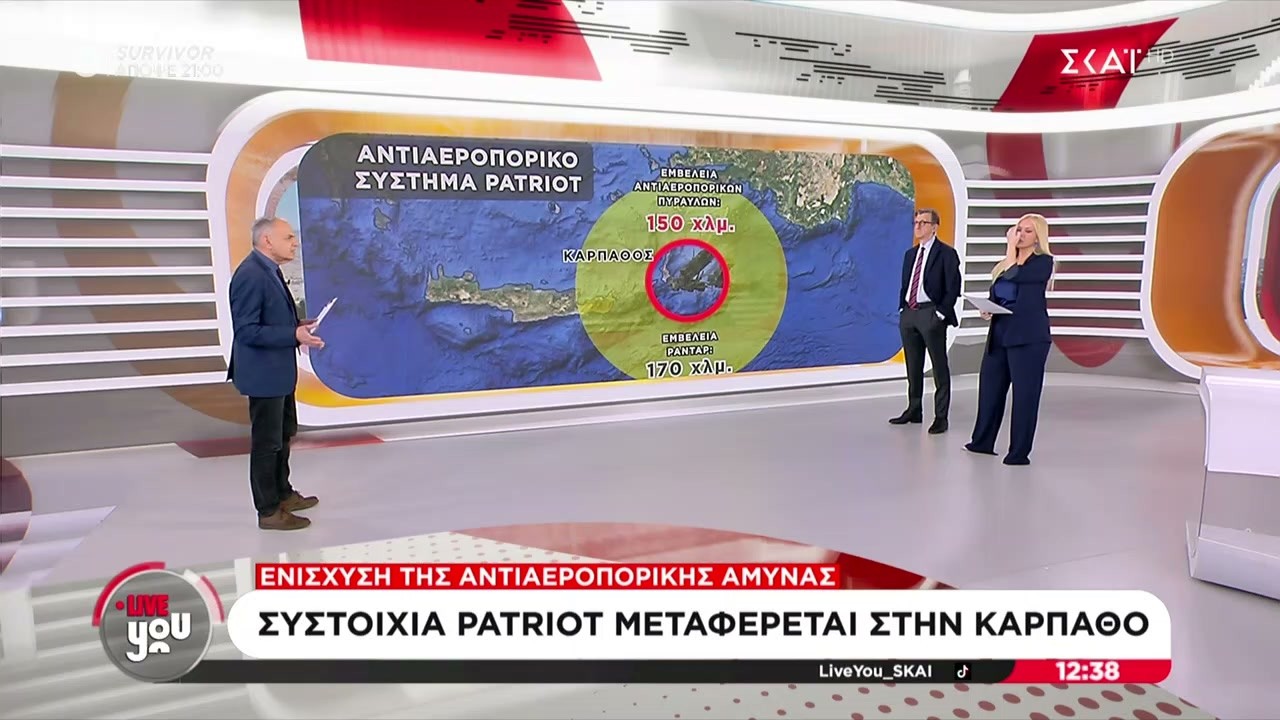Συστοιχία Patriot μεταφέρεται στην Κάρπαθο | Live You | 03/03/2026