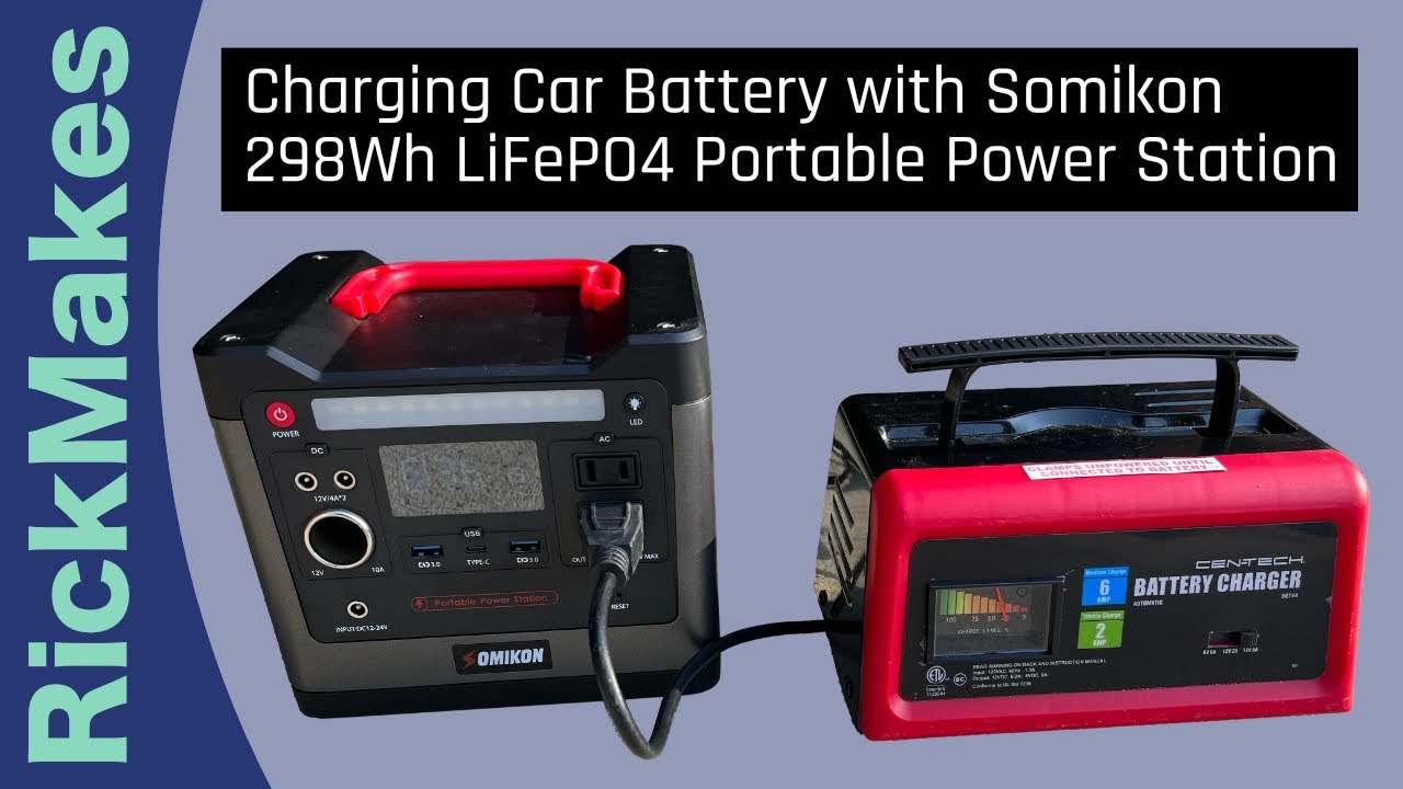 Charging Car Battery with Somikon 298Wh LiFePO4 Portable Power Station