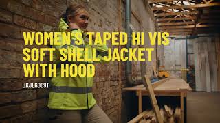 Women's Taped Hi Vis Soft Shell Jacket with Hood screenshot 5