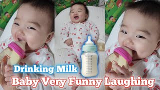 My Sweet Baby Is Drinking Milk From The Feeder, This Loud Baby Is Laughing...