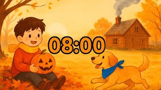 8 Minute Cozy Autumn Countdown Timer 🍁 | Cute Boy and Dog with Fall Vibes