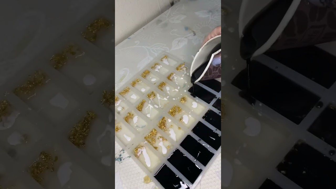 Domino game resin handmade black and gold 🤍✨ 