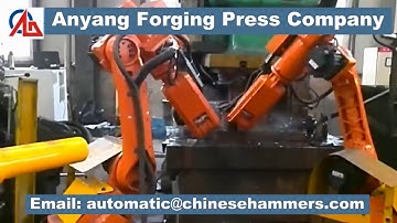 Automatic gear ring forging press line with forging manipulator robot arm