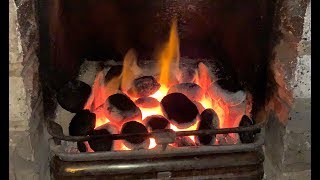 Proper Real Coal Fire in a Fireplace at My House [HD]