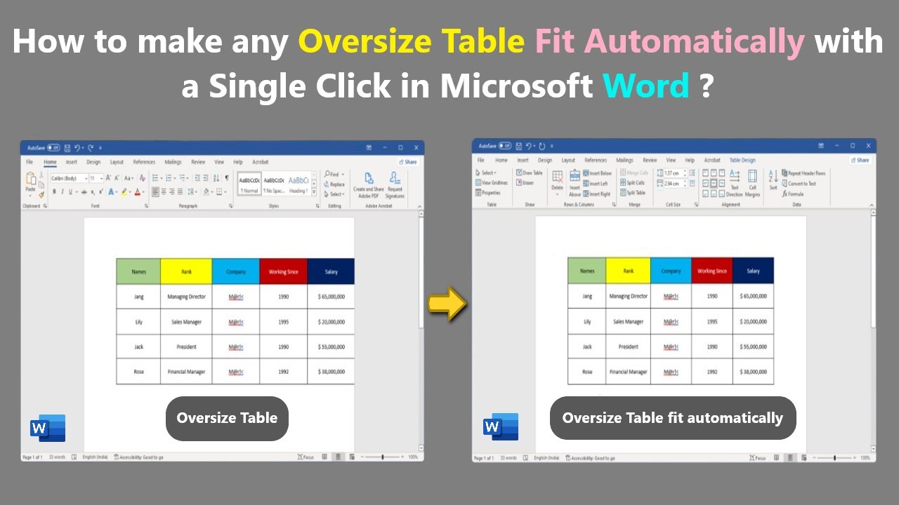 How to make any Oversize Table Fit Automatically with a Single Click in ...