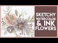 Ink &amp; Watercolour Flower Tutorial - Autumn Inspired Easy Beginner Painting