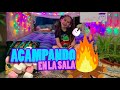 24 HORAS ACAMPANDO EN LA SALA⛺️🏠/ COMO ACAMPAR EN TU SALA/ HICIMOS UN ESCONDITE SECRETO! 🤫