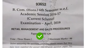 2019 Mdu BCom Hons 6th Sem Retail Management & Sales Procedures Question Paper