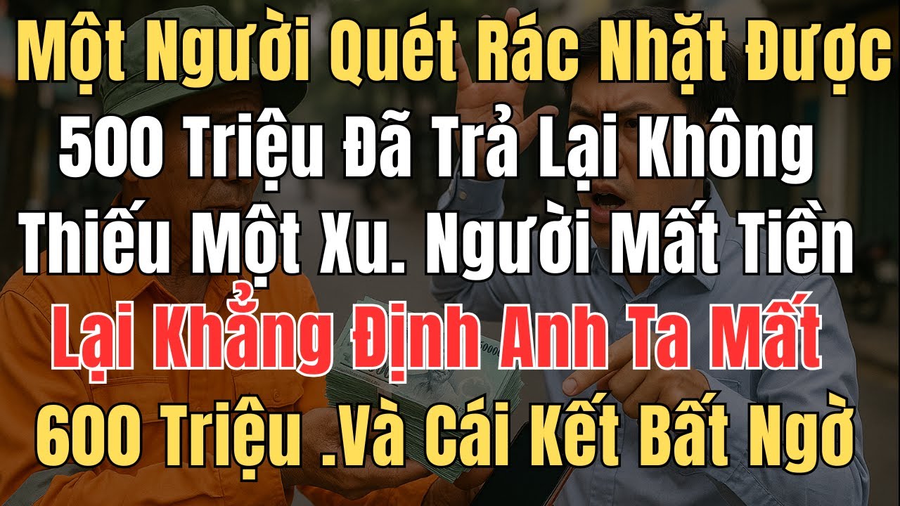 Một người quét rác nhặt được 500 triệu và trả lại không thiếu một xu Tuy nhiên người mất tiền lại kh