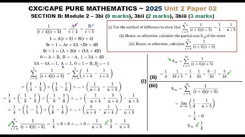 (2025-3b, U2+P2) (MoD) Telescoping Series, Partial Sum, Infinite Series (CXC/CAPE Pure Maths)