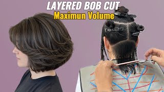 The Perfect Layered Bob | The Secret to a Layered Bob Cut for Maximum Volume | Hair Cut
