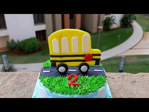Wheels On The Bus Cake || Yellow Bus Cake || Bus Theme Cake || Kids Favourite Theme Cake