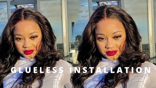 MY FIRST GLUELESS LACE WIG INSTALL| It&#39;s so easy to use! Best HD LACE FRONT WIG FT SOGOODHAIR