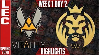 VIT vs MAD Highlights | LEC Spring 2020 W1D2 | Vitality vs MAD Lions