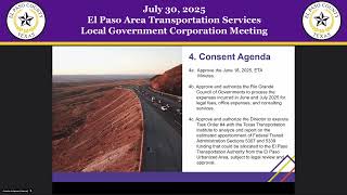 July 30, 2025 El Paso Area Transportation Services, LGC Meeting