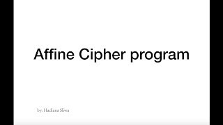 affine cipher program Details