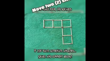 Move two (2) sticks to make four (4) squares #shorts #shortvideo #mindblowingfacts