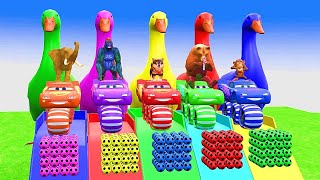 Long Slide Game With Elephant Gorilla Buffalo Hippopotamus Tiger - 3d Animal Game - Funny 3d Animals