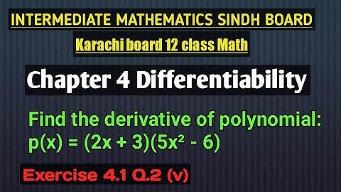 Exercise 4.1 Q.2 (v) | Derivative | Intermediate Mathematics Sindh board | Second year Math class 12