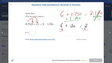 A1.12: Equations with parentheses: decimals & fractions (Solving equations & inequalities)- Algebra1