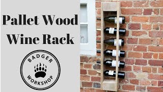 Hello and welcome to Badger Workshop. I turn a pallet into a wine rack. https://www.tumblr.com/blog/badgerworkshop https://www.