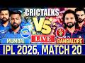 🔴 Mumbai vs Bangalore, Live Match Today | IPL 2026 Live Commentary, MI vs RCB Live Score