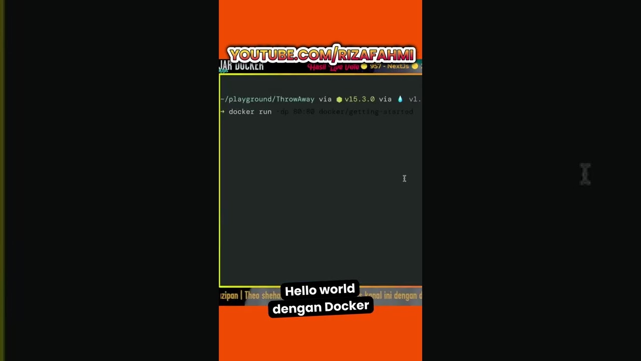 Cuplikan video: Setelah instalasi, saatnya hello world dengan #docker. Sebuah #shorts