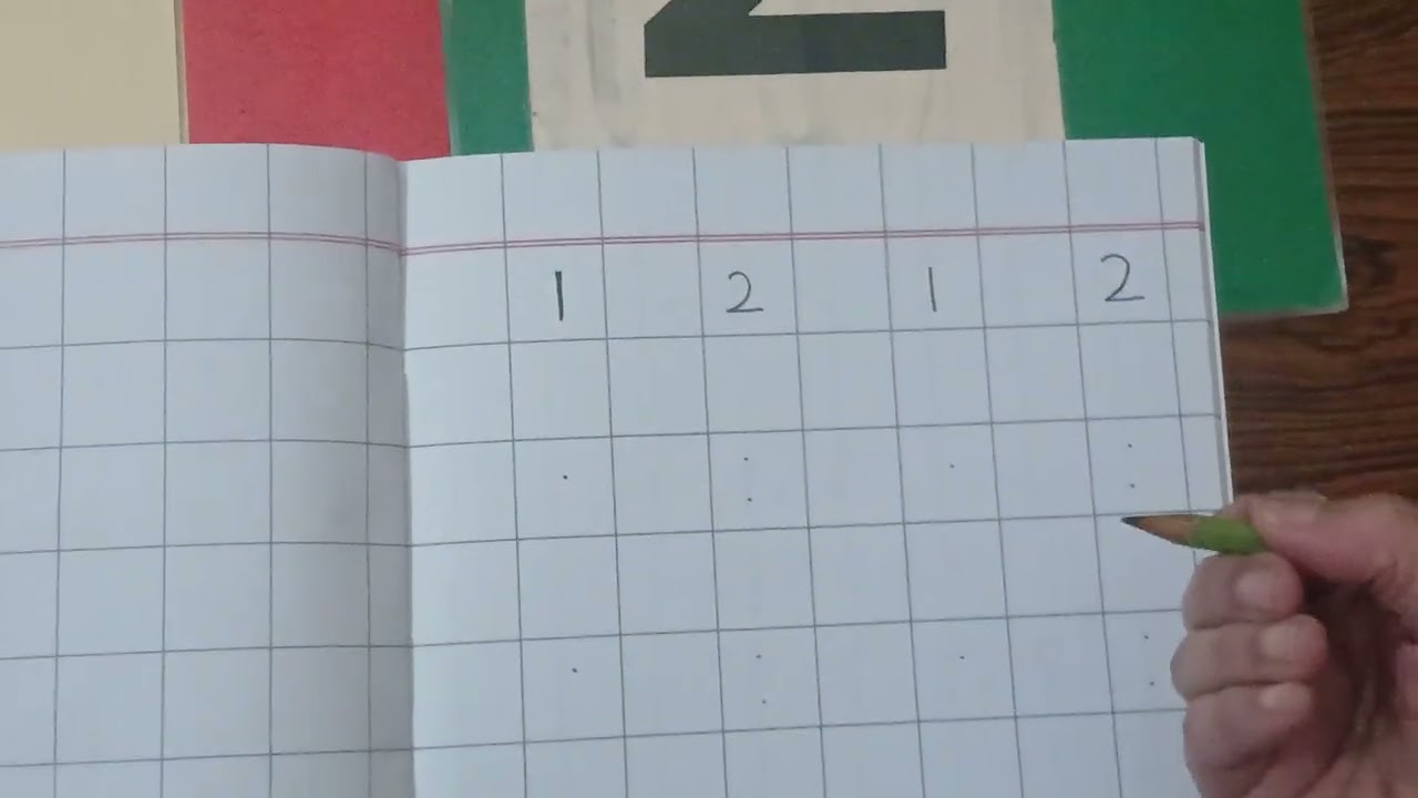 Writing number 1 and 2