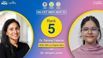 INICET MDS Nov 2025 Rank 5 Dr. Sarwat Fatema