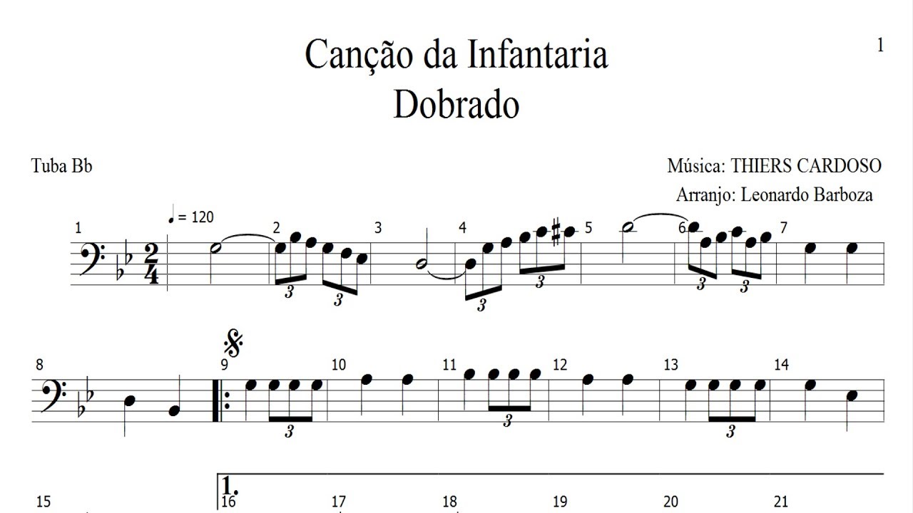 ORIGINAL Canção da Infantaria, Dobrado, Sheet music for Trombone,  Euphonium, Tuba, Flute piccolo & more instruments (Mixed Ensemble)