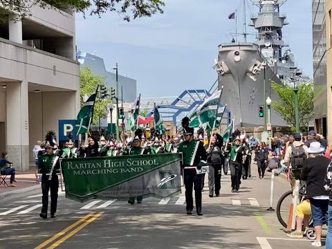 Raritan High School Marching Band takes part in Norfolk Virginias Parade of Nations @PowersFamily
