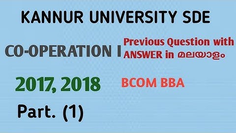 Co-operation/ previous question with Answers/ kannur university / second BCOM