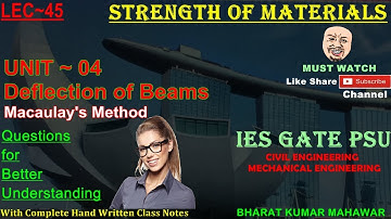 Strength of Materials~Lec 45~U4~Deflection(Questions on Macaulay