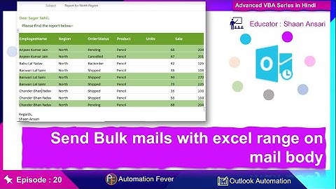 Send Bulk Emails With Excel Range on Mail Body | Advanced VBA in Hindi