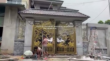 Cổng Nhôm Đúc Trống Đồng - Sự Kết Hợp Tinh Tế của Sắc Vàng và Sự Bền Bỉ của Nhôm #congnhomduc