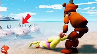 GUESS IF TOY CHICA WILL BE SAVED FROM THE HUNGRY SHARKS! (GTA 5 Mods For Kids FNAF RedHatter)