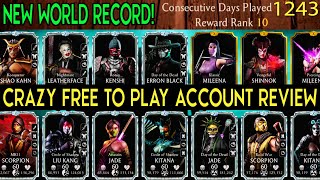 MK Mobile. Most INSANE Free to Play Account in the World! He Played EVERY DAY Since Game Came Out!