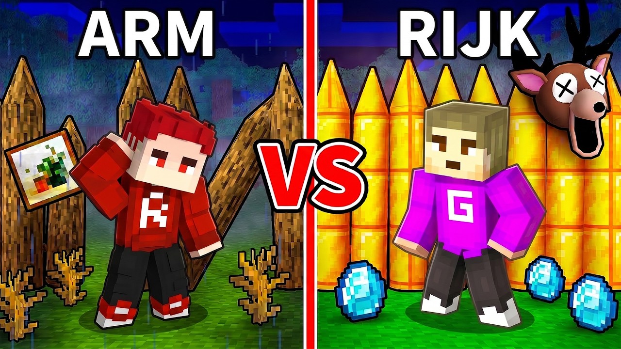 ARM vs RIJK:  99 NIGHTS AT THE FOREST BASIS In Minecraft!