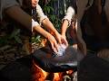 Ice vs Fire on Jungle Stone 🔥🧊 | Satisfying ASMR Cooking Shorts #Shorts