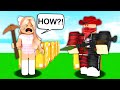 I 1v1&#39;d My Girlfriend In An ULTIMATE Lucky Block RACE In ROBLOX Bedwars...