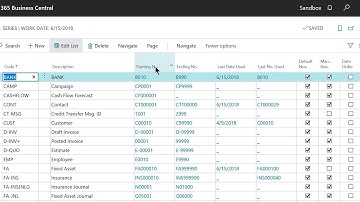 Business Central Set up Number Series