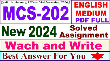 MCS 202 solved assignment 2024 / mcs 202 solved assignment 2024-2025 / pgdca new mcs 202 assignment