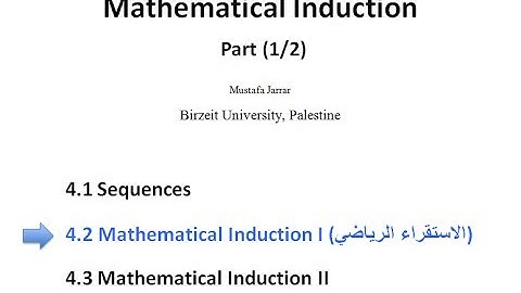 Jarrar: Mathematical Induction I (Part 1/2)