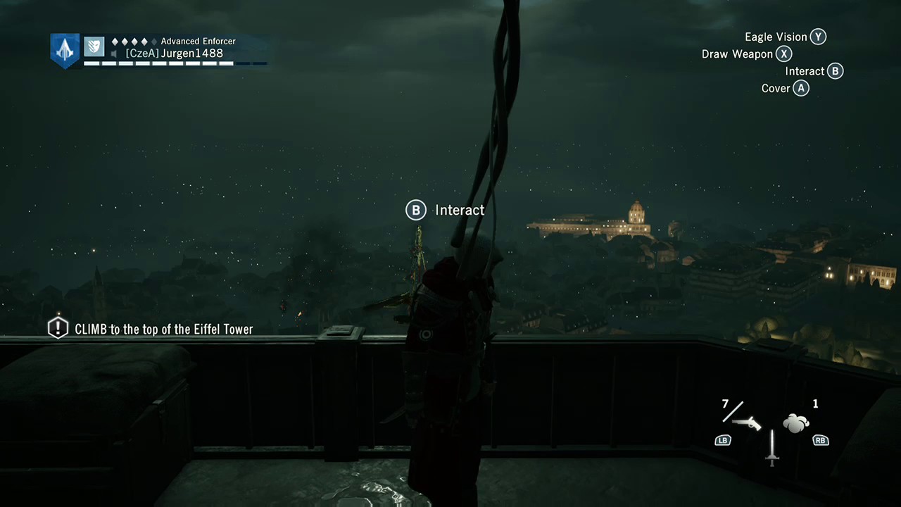 Assassin's Creed Unity (Xbox ONE) - Top on Eiffel Tower - MG42 shooting console cabinet