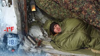 18°C FREEZING WINTER NIGHT! 3 Day Camping in Biting Winds in a Bushcraft Shelter