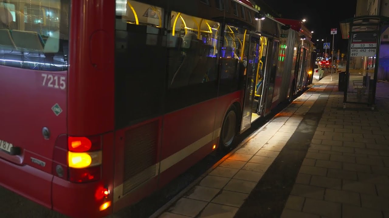 Sweden, Stockholm, bus 53 night ride from Centralen to Slussen